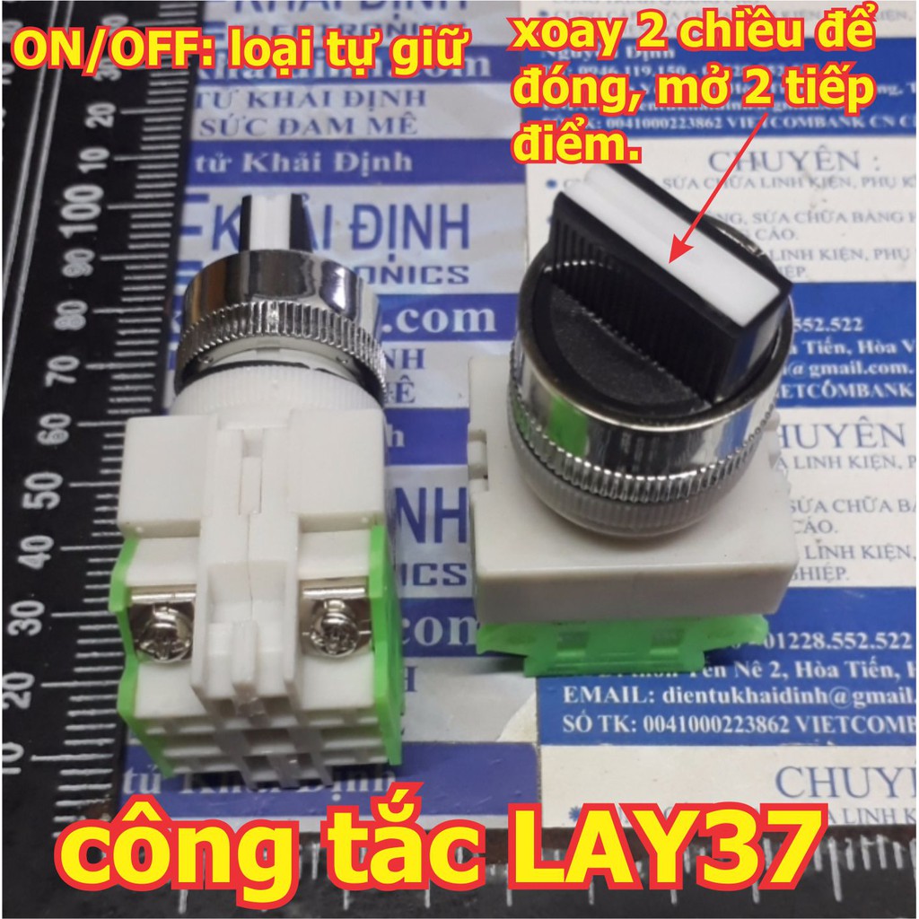 2 cái Công tắc xoay tủ điện ON/OFF, tự giữ LAY37 Y090, 2 chiều, 2 thường mở, phi 22mm kde5610