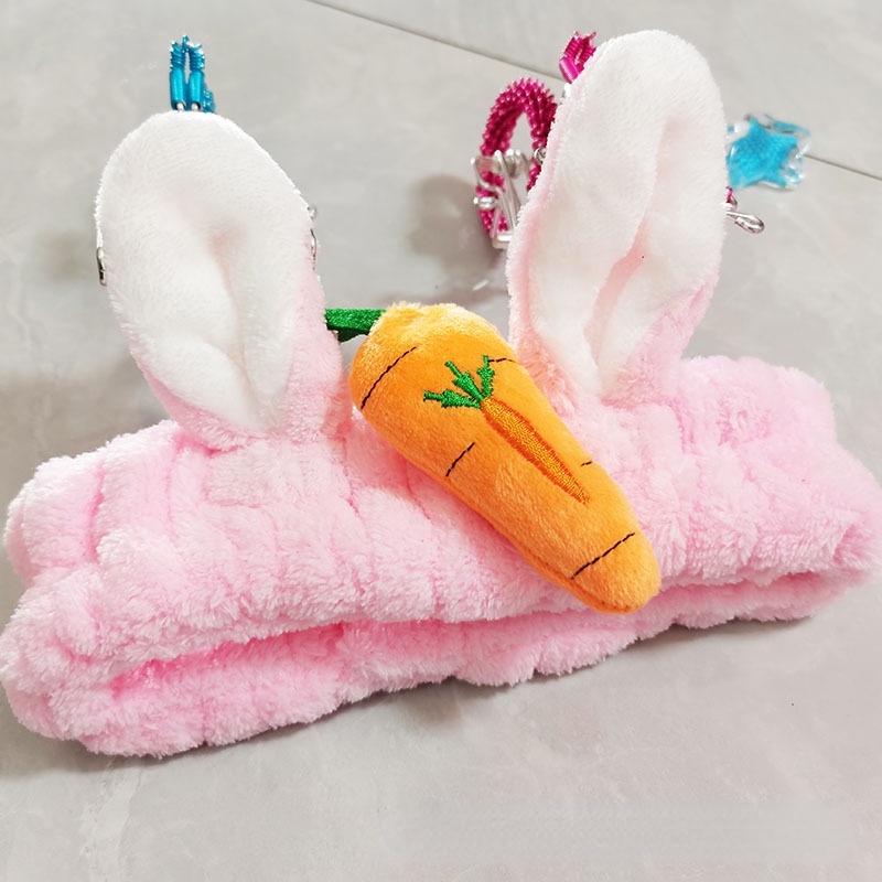 Băng Đô Cài Tóc Hình Tai Thỏ Và Cà Rốt Bằng Lông Nhung Dễ Thương Xinh Xắn