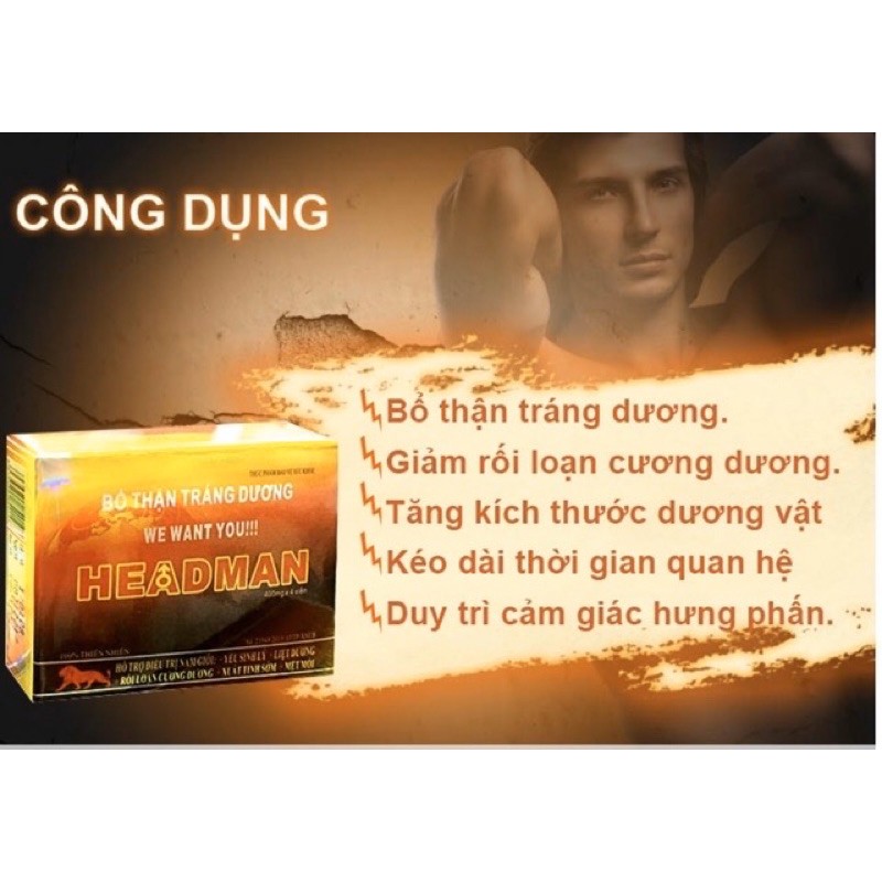 Viên uống tăng cường sinh lí nam - HEADMEN (hộp 2 gói x 2 viên)