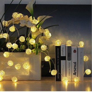 Đèn led cầu mây. Đèn trang trí noel. Đèn cầu