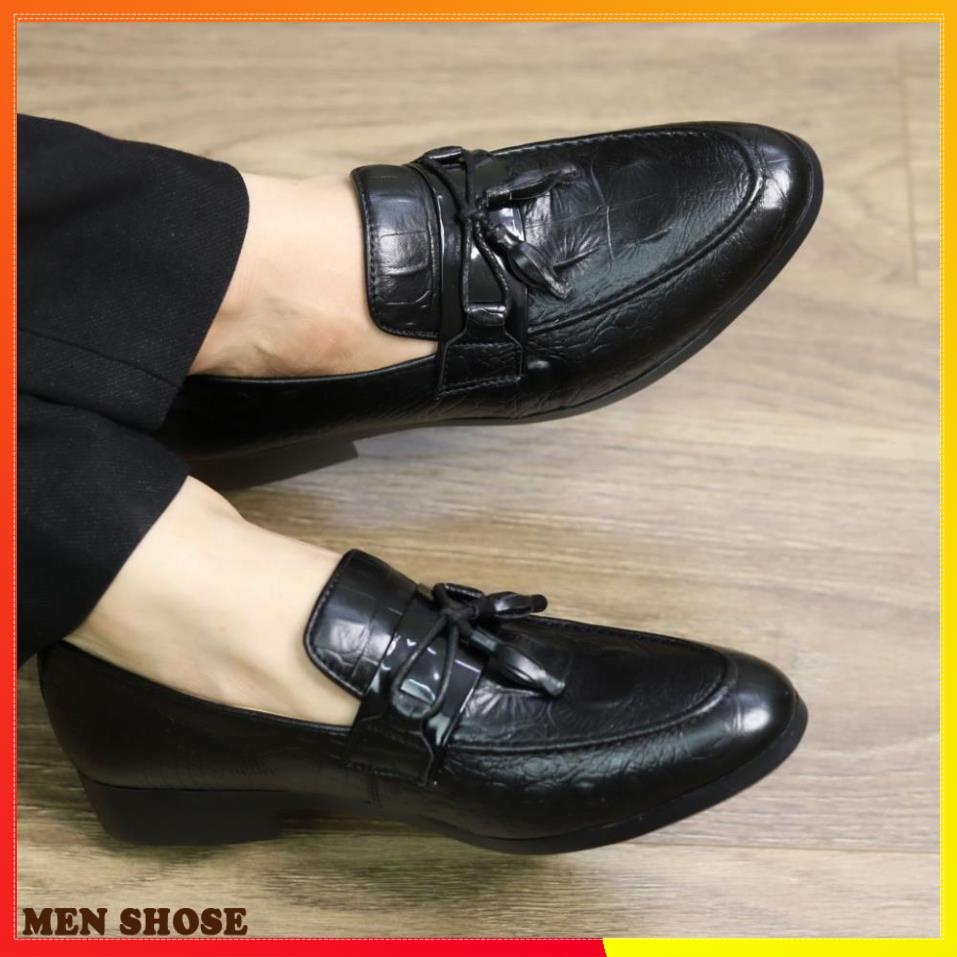 Giày Lười Nam  Dập Vân Cá Sấu Có Nơ Chuông   Mã L177