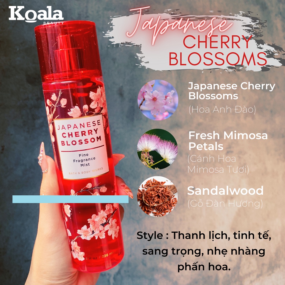 Body mist Xịt thơm Janpan Cherry Blossom 236ml Sang Trọng, Ngọt Ngào, Cá Tính