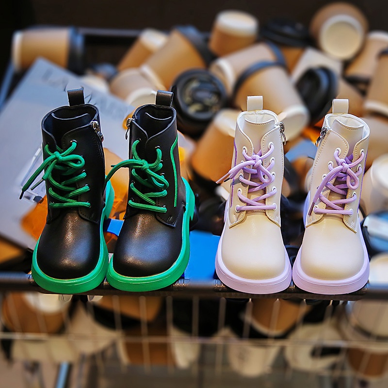 Bốt Martin Cao Cổ Đế Mềm Chống Trượt Có Khóa Kéo Thời Trang Mùa Thu Đông Anh Quốc Dành Cho Bé Gái 3-16 Tuổi