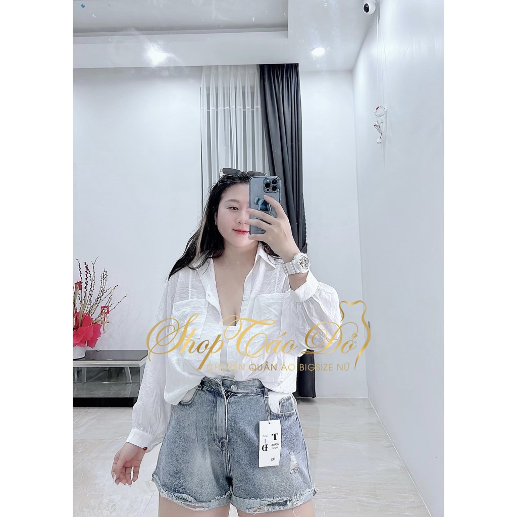 (TÁO ĐỎ BIGSIZE 55-90KG) QUẦN SHORT JEAN RÁCH NỮ, QUẦN BÒ ĐẮP TÚI NỮ CẠP CAO SANG CHẢNH MỌI PHONG CÁCH QS1 🥰🥰🥰