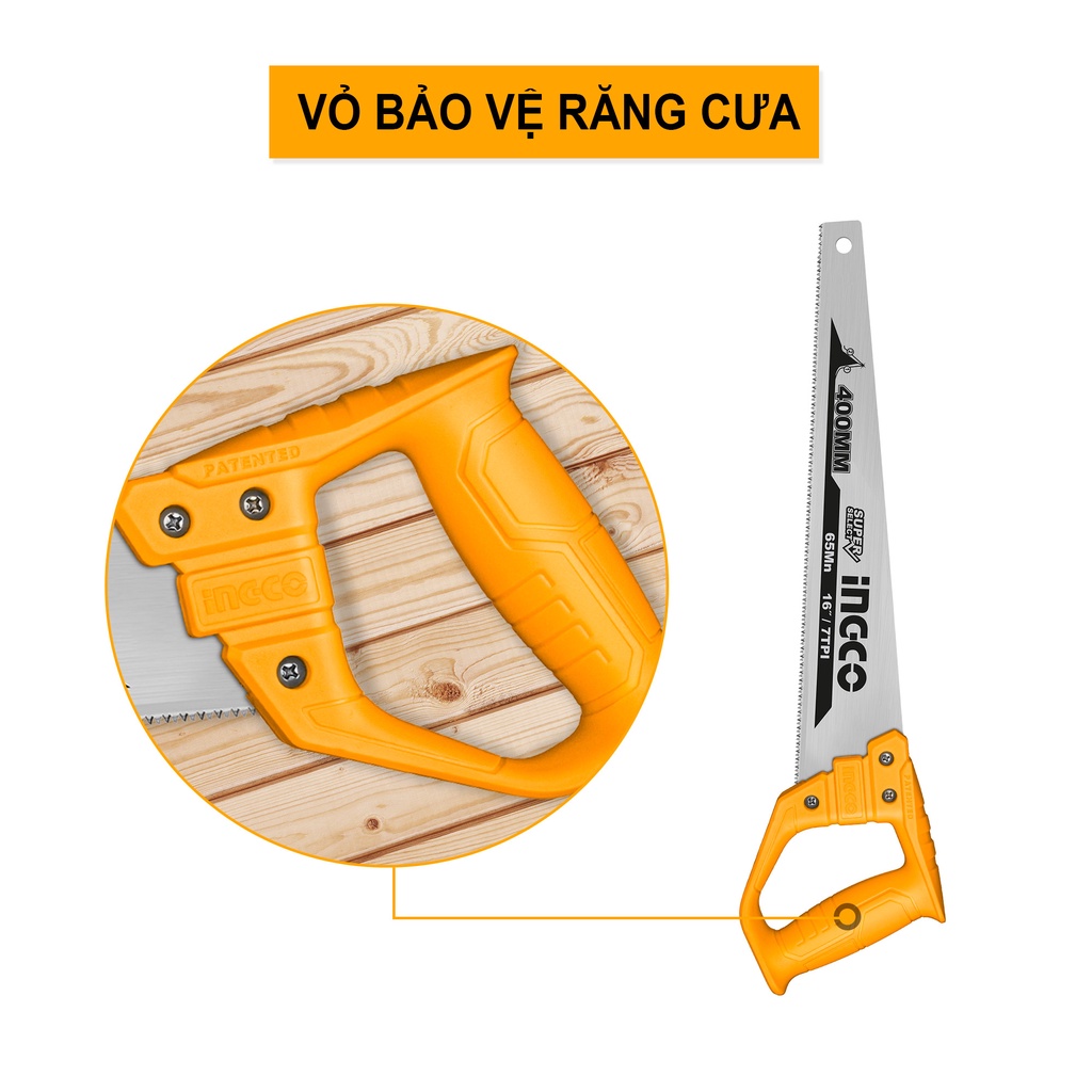 Cưa tay lá liễu 40cm bản hẹp INGCO HHAS48400