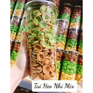 Bánh tai heo nâu, xanh, mix hũ Pet 350gr - ĂN VẶT DUHO