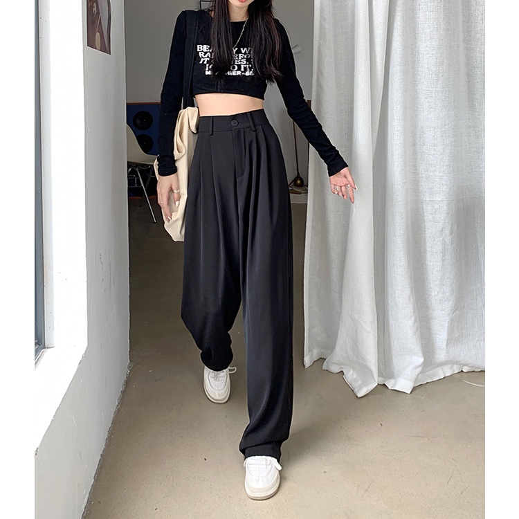 Quần ống rộng Lưng Cao Phong Cách Hàn Quốc Dành Cho Nữ