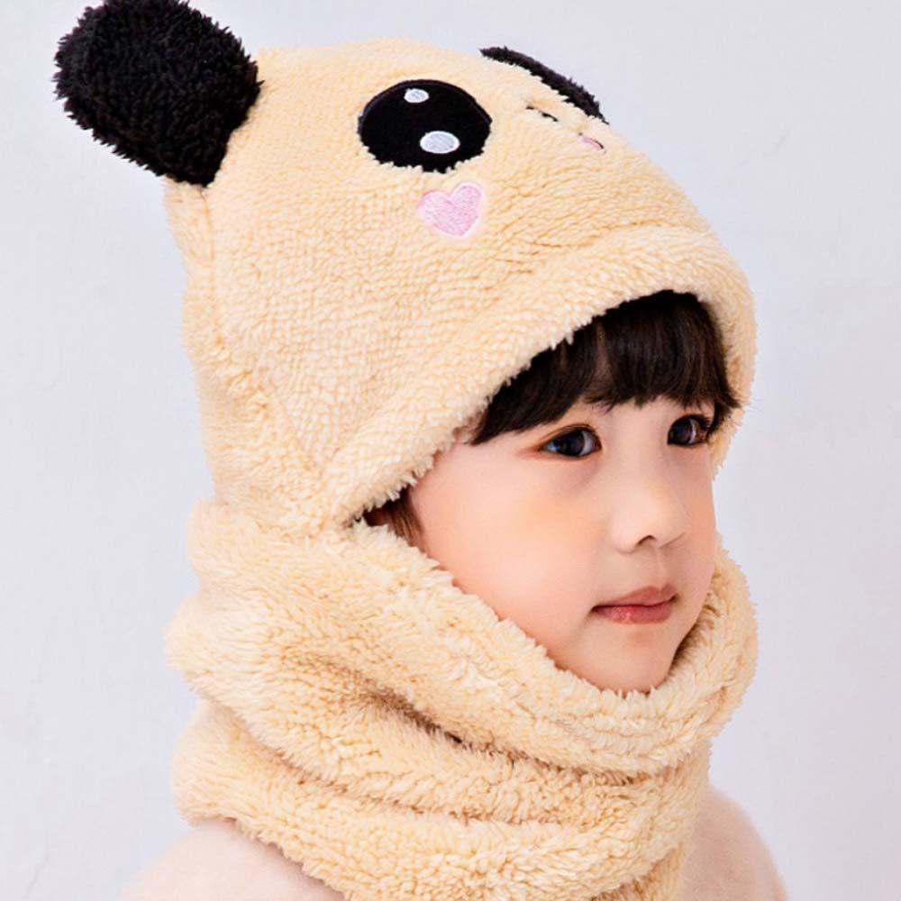 Miquel Mũ Len Cashmere Che Phủ Toàn Diện Kèm Khăn Choàng Hình Gấu Trúc Hoạt Hình Xinh Xắn Dành Cho Bé Trai Và Bé Gái