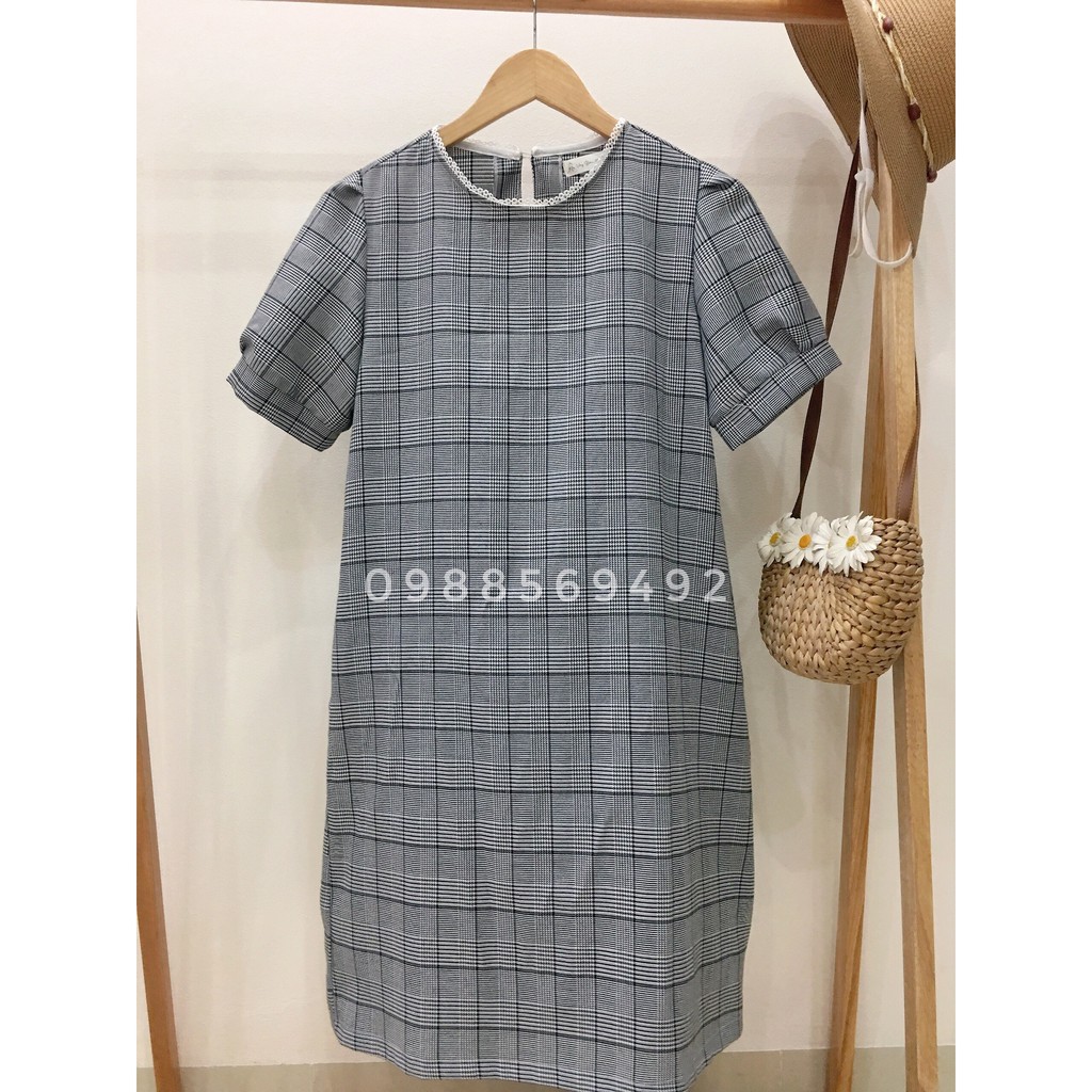 Váy bầu bigsize - Đầm bầu thiết kế GuMe màu kẻ đen to dáng suông tay bo chất vải thô cotton size 40-100kg  MB227