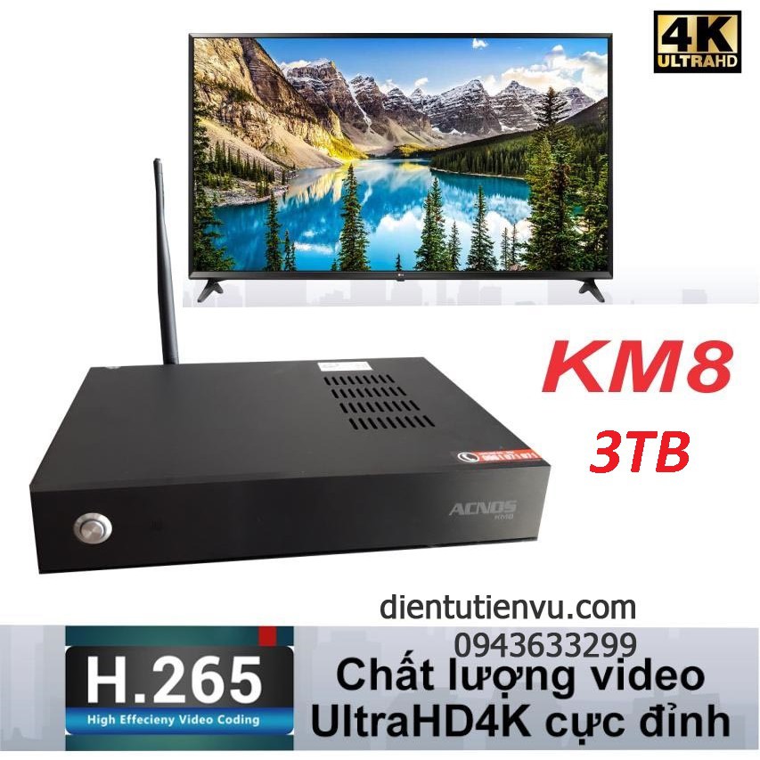 Đầu karaoke Wifi Youtube Acnos KM8 (Đen) Kèm Ổ Cứng 3T gắng trong đã chép nhạc