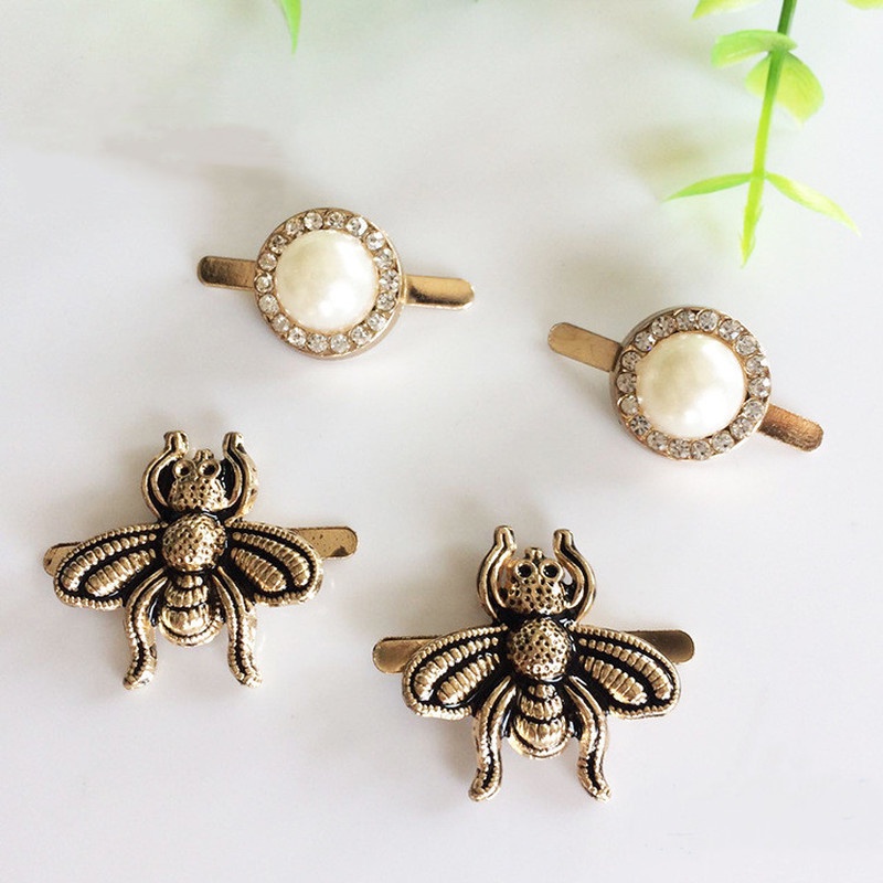 Phụ Kiện Trang Trí Giày Hình Con Ong Đính Ngọc Trai Giả Thiết Kế Mới DIY