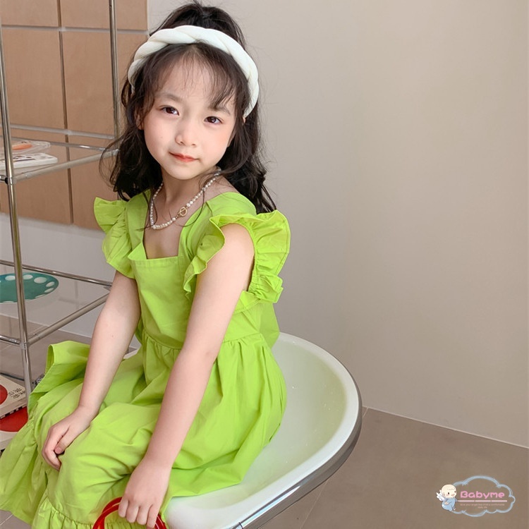 Đầm Công Chúa Tay Phồng Màu Trơn Dễ Thương Cho Bé Gái