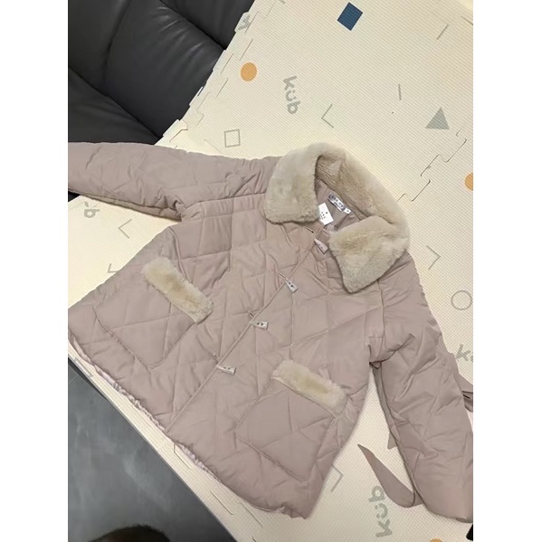 Áo phao trần trám cổ lông có nơ đáng yêu -Hàng QC loại 1