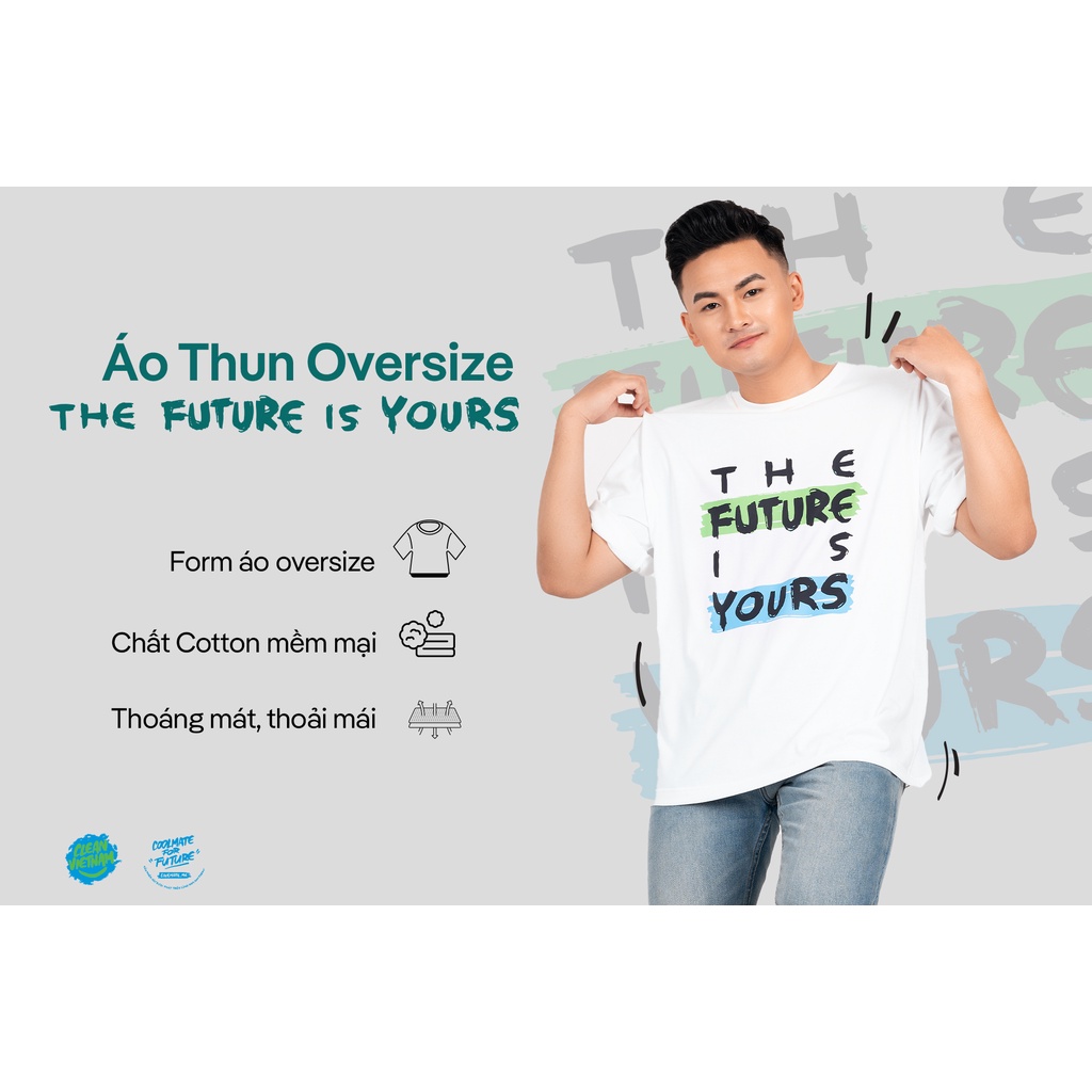 Áo thun OVERSIZE in The Future Is Yours CLEAN VIETNAM - màu Trắng - thương hiệu Coolmate CW