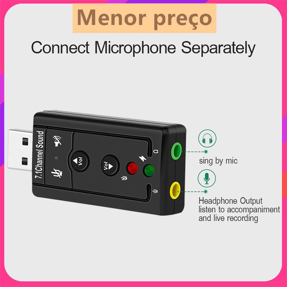 7.1 USB bên ngoài Card âm thanh USB sang giắc cắm tai nghe 3.5mm Bộ chuyển đổi âm thanh kỹ thuật số | BigBuy360 - bigbuy360.vn