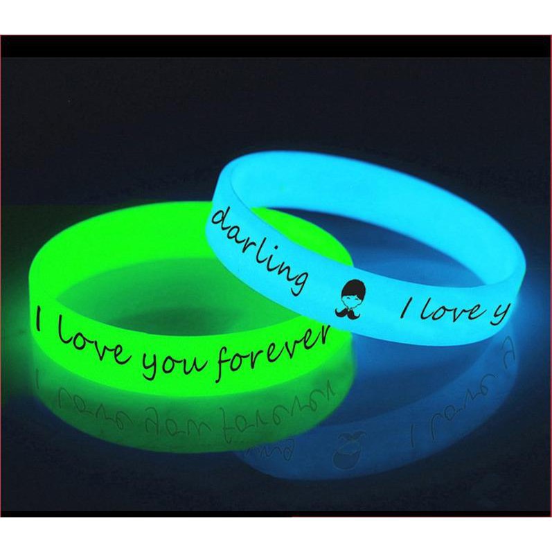 Bộ 2 vòng Tay Nam Nữ Cao Su I LOVE YOU Cá Tính dạ quang