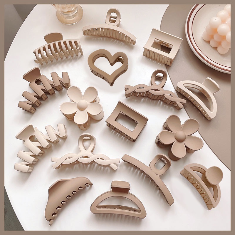 Kẹp Tóc Màu Nâu Bằng Nhựa Acrylic Phong Cách Hàn Quốc Dành Cho Nữ