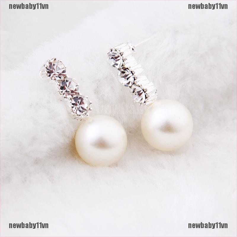 1 Cặp Bông Tai Ngọc Trai Đính Kim Cương Giả Và Ngọc Trai Thanh Lịch Thời Trang Mới Dành Cho Nữ