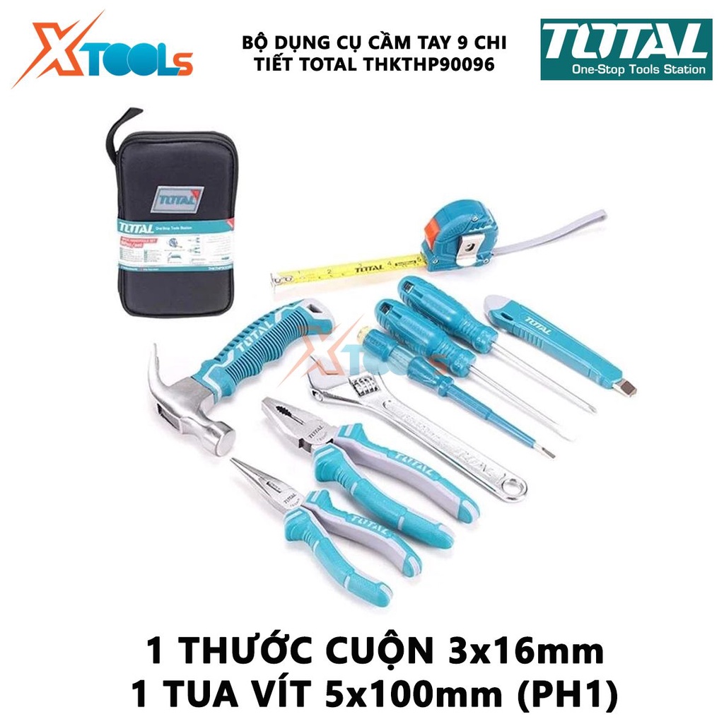Bộ đồ nghề cầm tay 9 chi tiết TOTAL THKTHP90096 | Sửa chữa, lắp ráp và bảo dưỡng thiết bị [CHÍNH HÃNG] [XTOOLs]