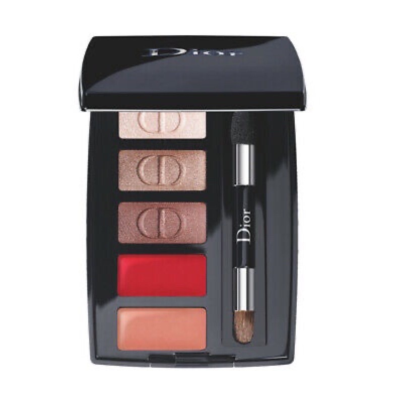 Dior compact lip&eyes palette gồm cọ son và túi nhung Dior