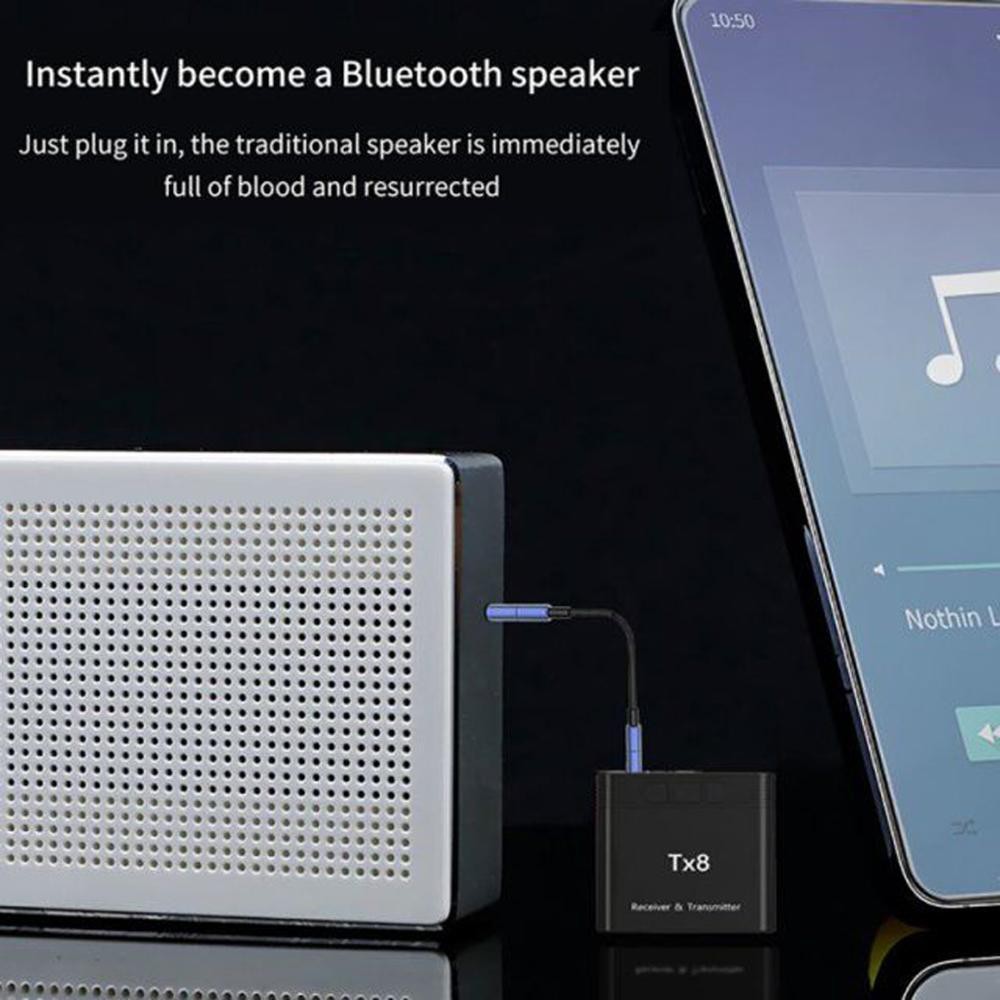 Bộ Thu Phát Sóng Bluetooth Tx8 5.0 2 Trong 1 Kèm Nút Điều Khiển Âm Lượng 3.5mm Cao Cấp Cho Xe Ô Tô Tv Và Máy Tính