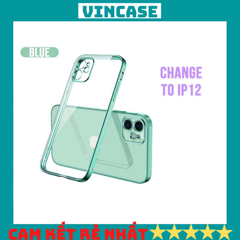 Ốp Lưng Iphone Viền Vuông Mạ Điện Màu Xanh Mint 7plus/8plus/x/xs/xsmax/11/11pro/11promax/12/12promax-Vincase