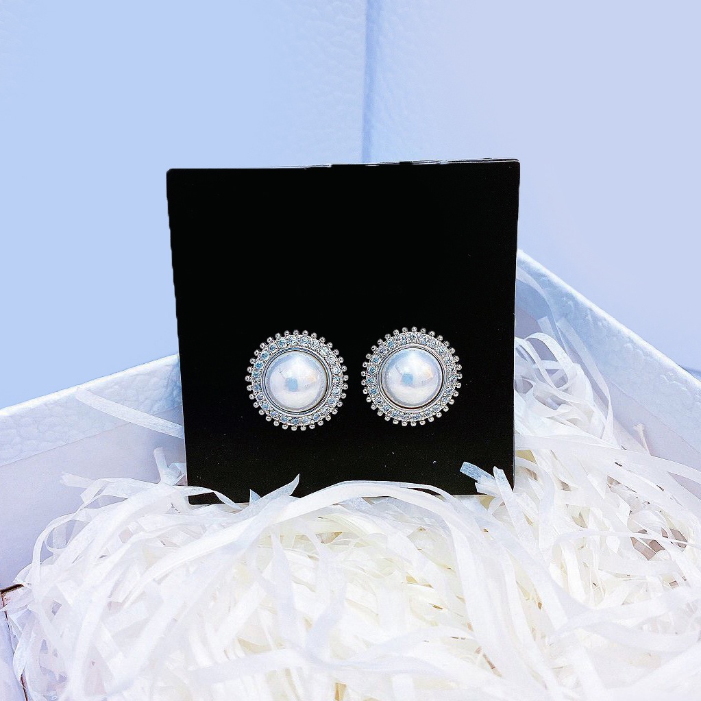 Bông tai bạc zircon đính đá cao cấp phong cách hiện đại sang trọng - Mely 566