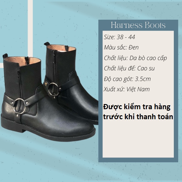 Harness boots thời trang nam chất liệu da bò nguyên tấm đế crepe tăng chiều cao 3.5cm | BigBuy360 - bigbuy360.vn