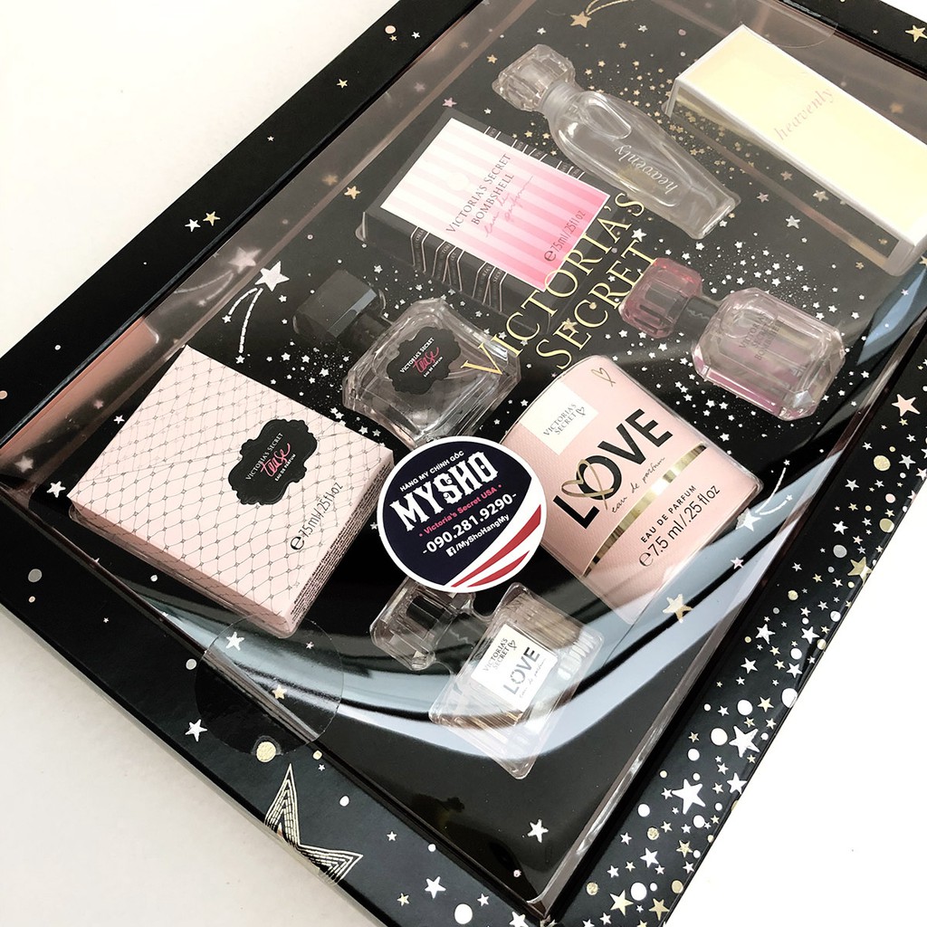 Gift set Nước hoa Mini Victoira's Secret dạng xịt cực xinh - gồm 4 mùi hương cá tính + hộp mini
