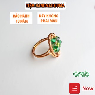 Nhẫn phong thủy đính đá xanh lá mệnh mộc Tree of life cho nữ