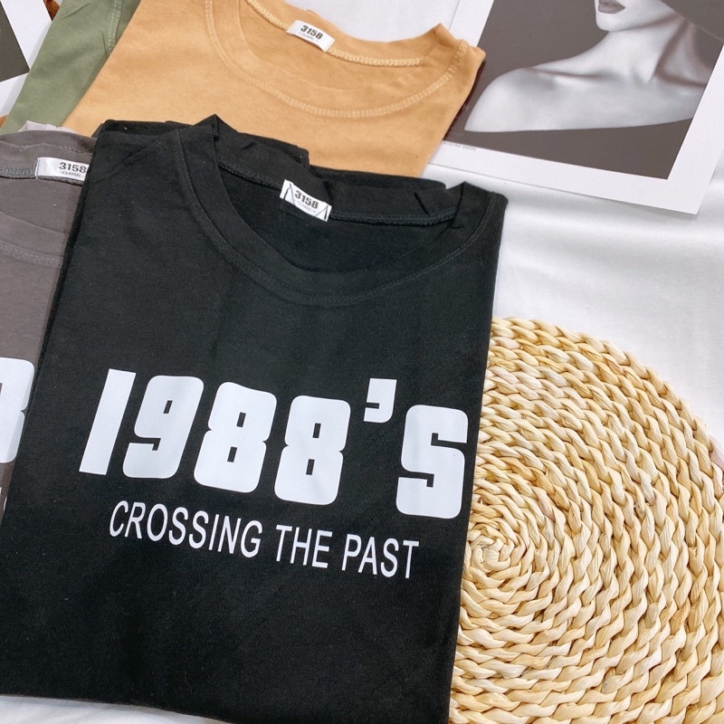 Áo phông 3158, áo thun studio1996 form rộng chất cotton in hình 1988