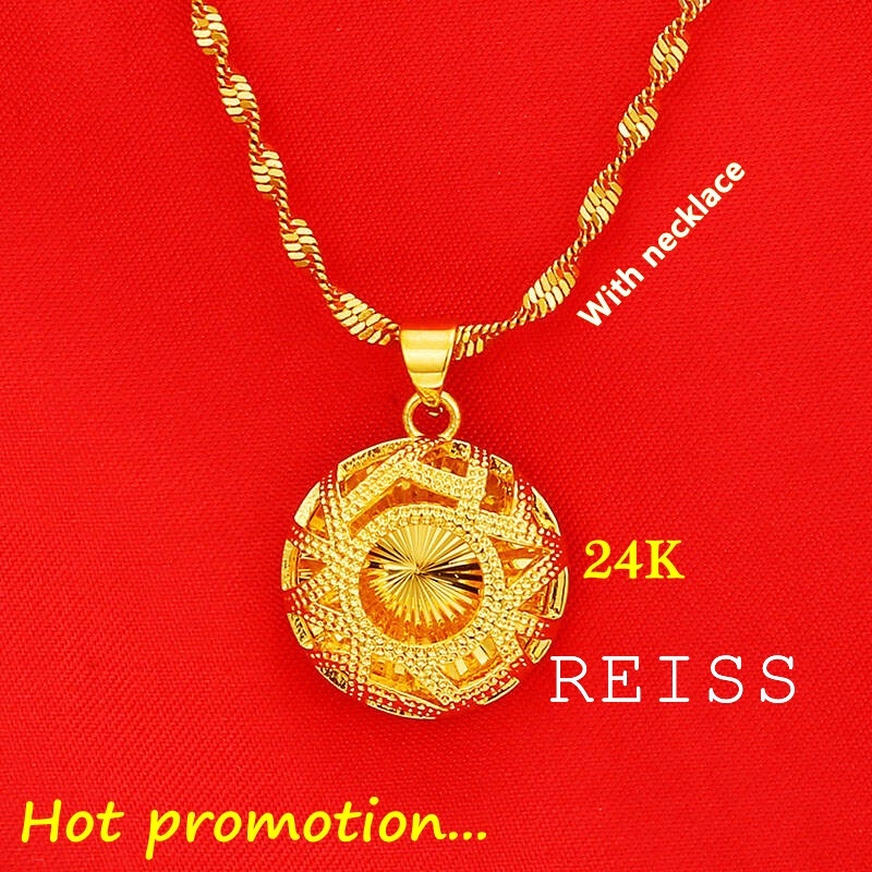 Vòng cổ Vàng 24K Mặt Hình Trái Tim Gợn Sóng 100% Chính Hãng Thời Trang Cho Nữ