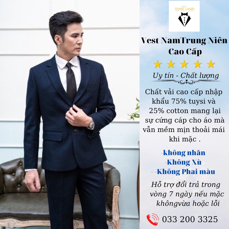 Bộ Comple Veston Trung Tuổi Cao Cấp Gồm 1 Quần + 1 Áo