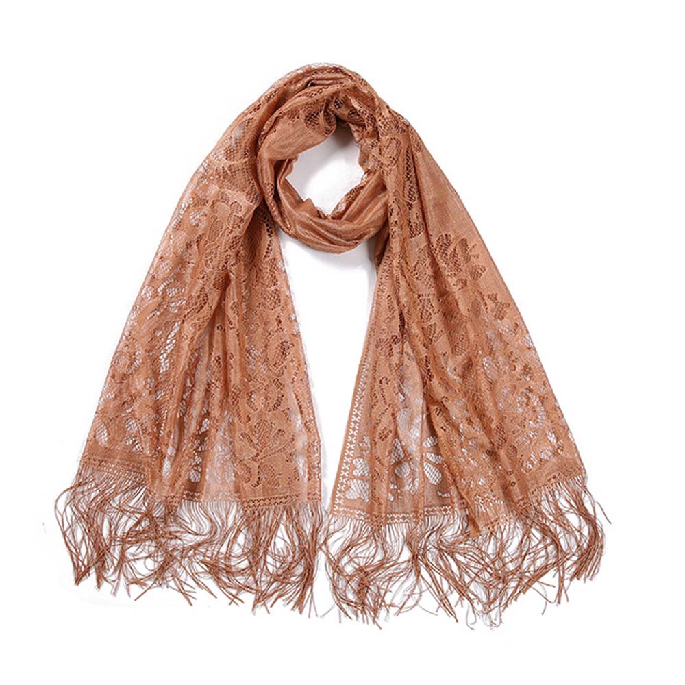 Khăn choàng cổ vải ren phối tua rua thời trang cho nữ