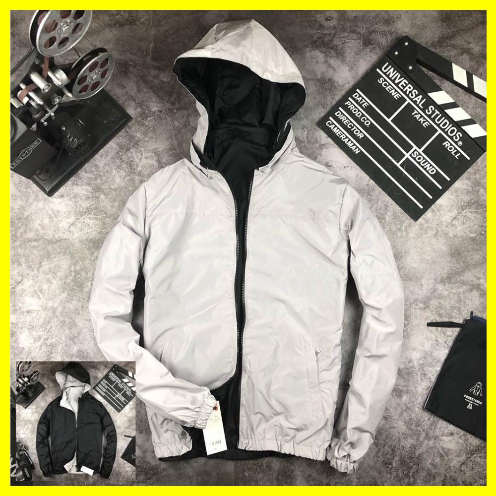 Áo khoác gió nam 2 mặt màu rêu - đen chất đẹp dáng vừa phù hợp cho cả nam và nữ