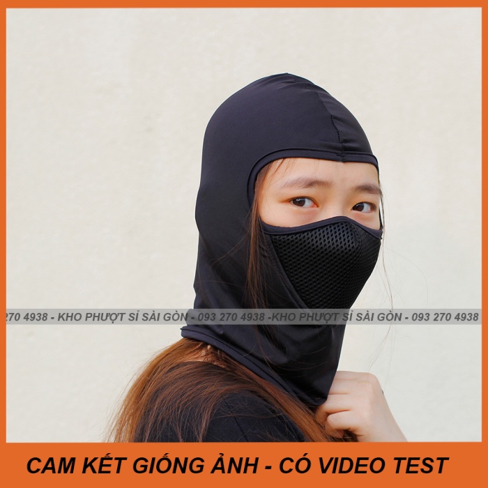 Kho Sỉ SG - Khăn trùm đầu Ninja đen Swat Ari cao cấp phiên bản X2 lưới lọc bụi đội mũ Fullface - mũ trùm đầu ninja đen A
