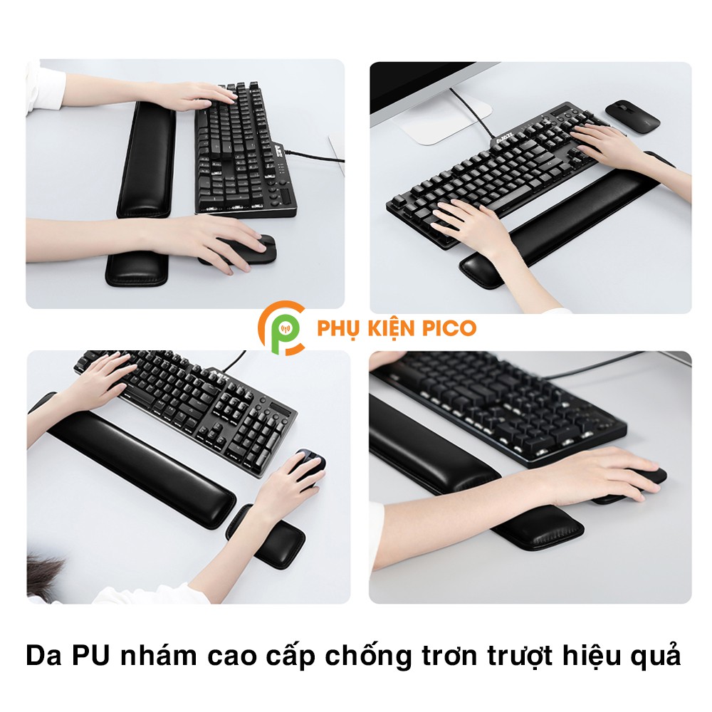 Kê tay chuột bọc da PU cao cấp chống đau mỏi cổ tay - Đệm kê tay bàn phím và kê chuột