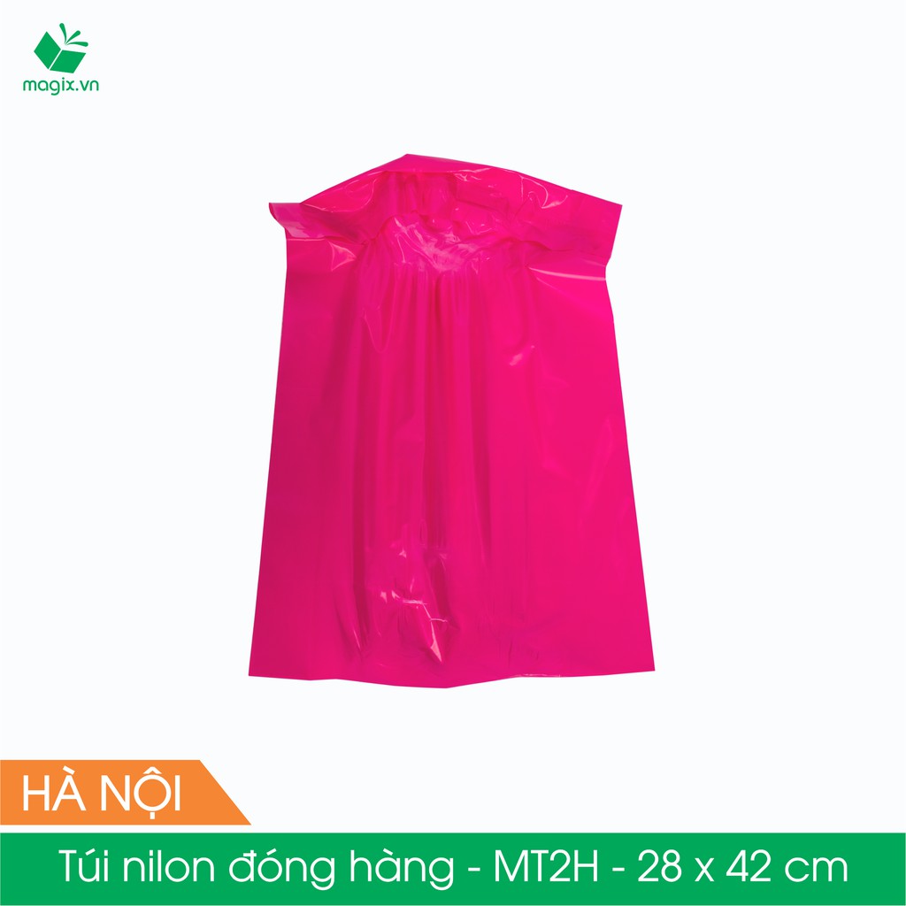 MT2H - 28x42 cm - Túi nilon gói hàng - 100 túi niêm phong đóng hàng màu hồng