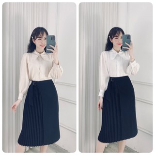 Sơ mi tơ cổ nhọn chỉ còn MÀU BE ( giá sale)