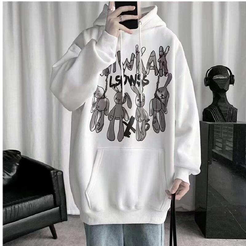 Áo hoodie tay dài dáng rộng in họa tiết hoạt hình phong cách Hàn Quốc thời trang cho nam nữ size M-8XL