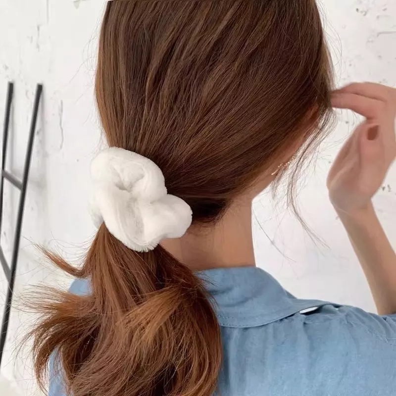 Dây Buộc Tóc Vải Lông Mềm Mại Ấm Áp Xinh Xắn Cho Nữ