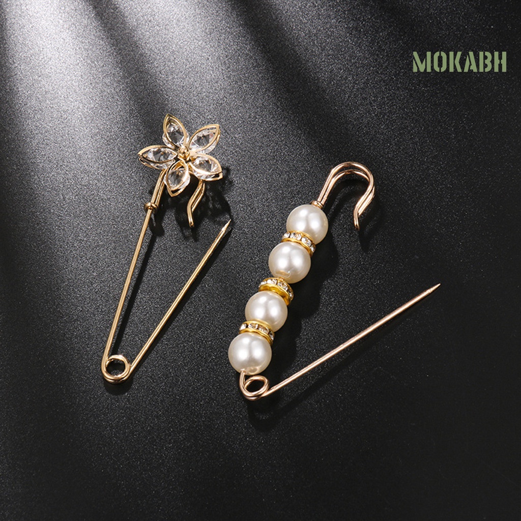 Set 5 Ghim Cài Áo Đính Ngọc Trai Giả Thời Trang Nữ
