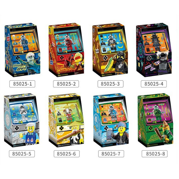 Lắp Ráp Hộp Game Ninjago Arcade Pods GM85025 Các Mẫu Nhân Vật Jay Zane Kai LLoyd Nya Sư phụ Wu Garmadon