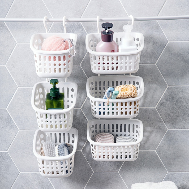 Rỗng tường treo giỏ lưu trữ nhựa nhỏ nhà bếp đồ ăn nhanh phòng tắm đựng