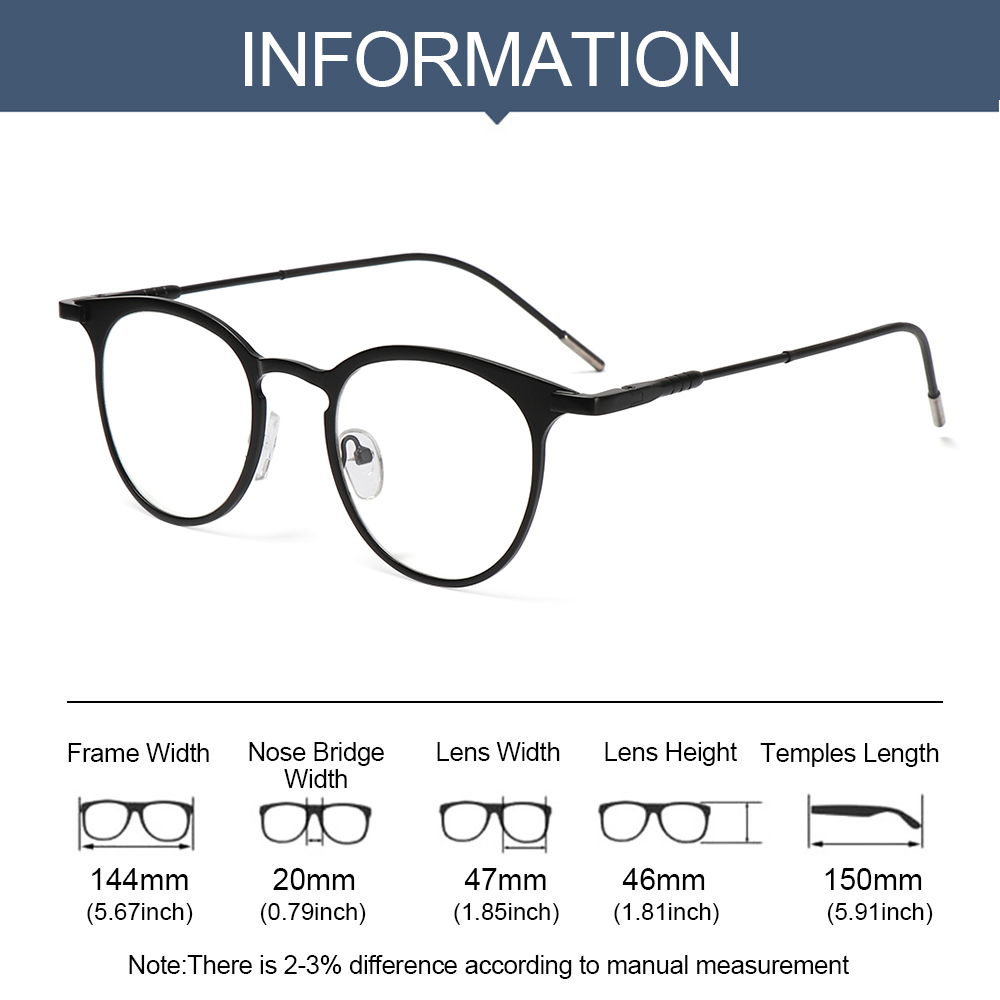 ❀SIMPLE❀ Fashion Metal Glasses Computer Eyeglasses Protection Eyeglasses Online Classes Women Men Round Vintage Ultra Light Frame/Multicolor