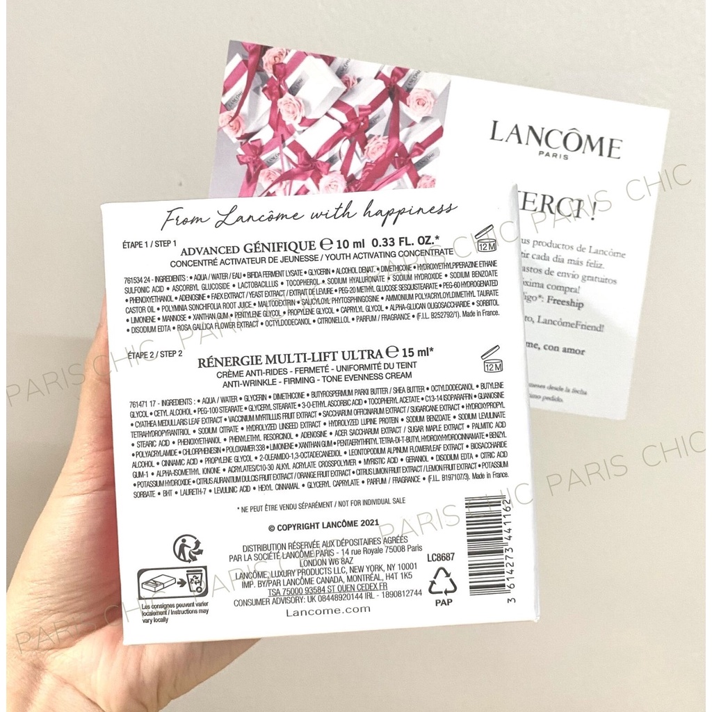 Set tinh chất trẻ hoá da Lancome Advanced Génifique 10ml và kem ngày nâng cơ chống lão hóa 15ml