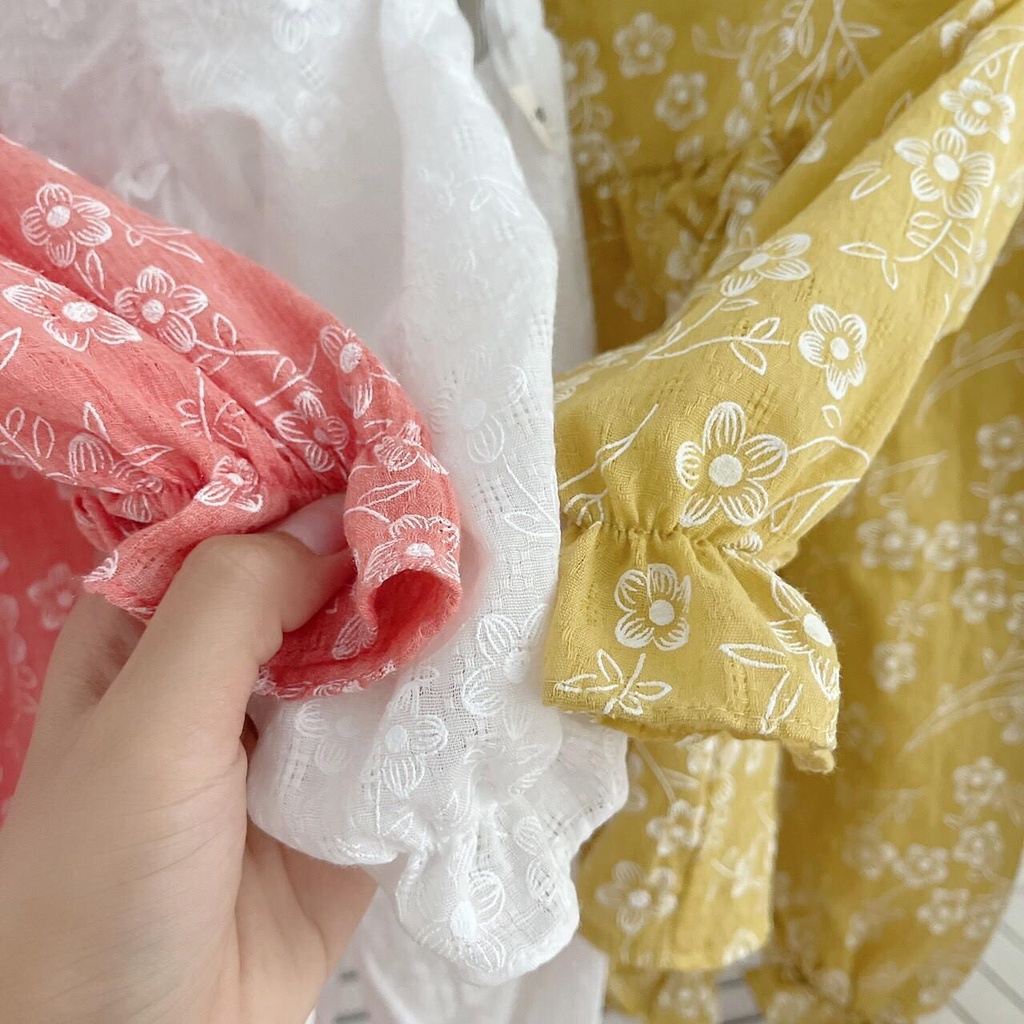 8-19kg Bộ xô đũi hoa bé gái phối bèo tiểu thư mã  Pl0021 mozikids