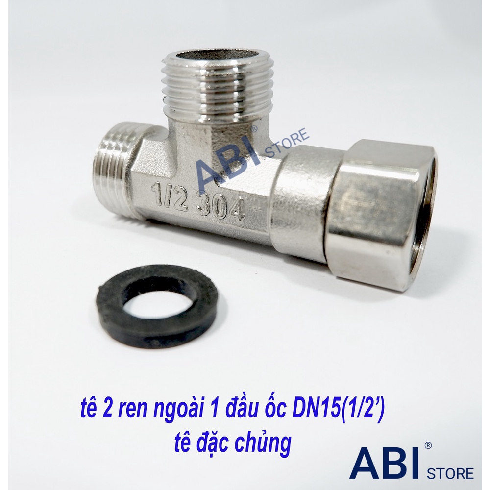 TÊ CHIA NƯỚC BỒN CẦU 2 REN NGOÀI 1 ĐẦU ỐC INOX, VAN TÊ CHIA CẦU ( T CẦU )