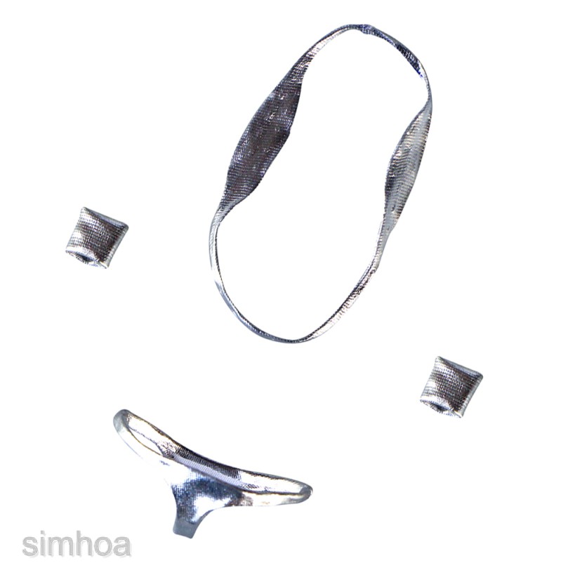 Set bikini 2 mảnh màu trơn phối dây quyến rũ màu bạc cho mô hình nhân vật nữ