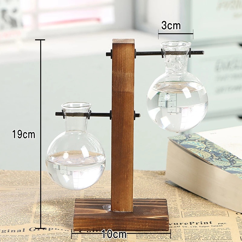 Chậu Hoa Thủy Tinh Mini Trong Suốt Kèm Khung Đứng Để Bàn Trang Trí Nhà Cửa / Văn Phòng
